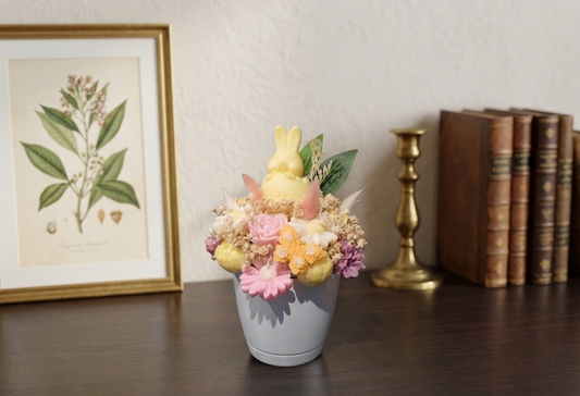 Wielkanocny Flower Box Sojowy – Ręcznie Robiony Bukiet Zapachowy z Królikiem 🐰🌸
