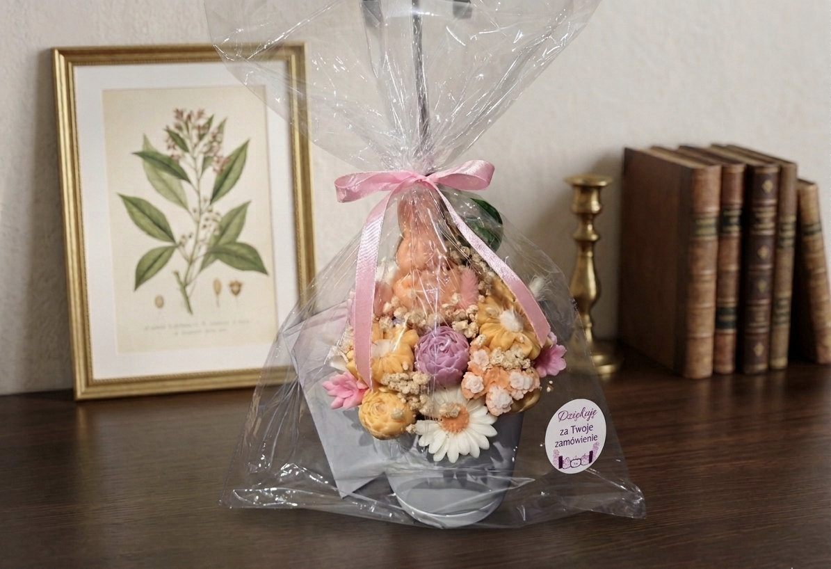 Wielkanocny Flower Box Sojowy – Ręcznie Robiony Bukiet Zapachowy z Królikiem 🐰🌸